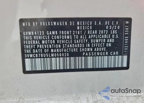 2020 Volkswagen Jetta S from USA, damaged, VIN 3VWCB7BU5LM056028